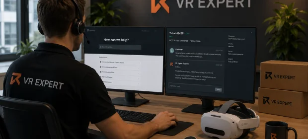 VR Expert support specialist handling a customer ticket